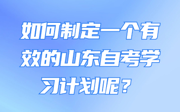 如何制定一個有效的山東自考學習計劃呢?